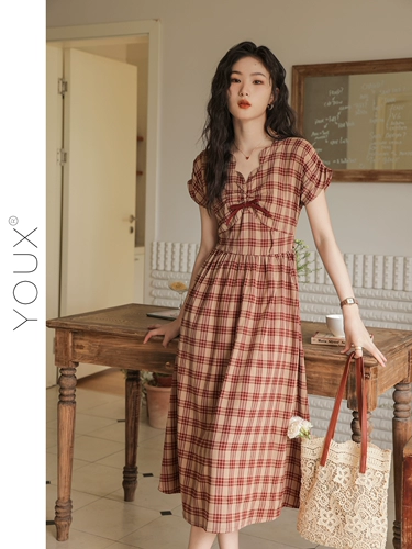 Ретро винтажное платье, корсет, длинная юбка, французский ретро стиль, А-силуэт