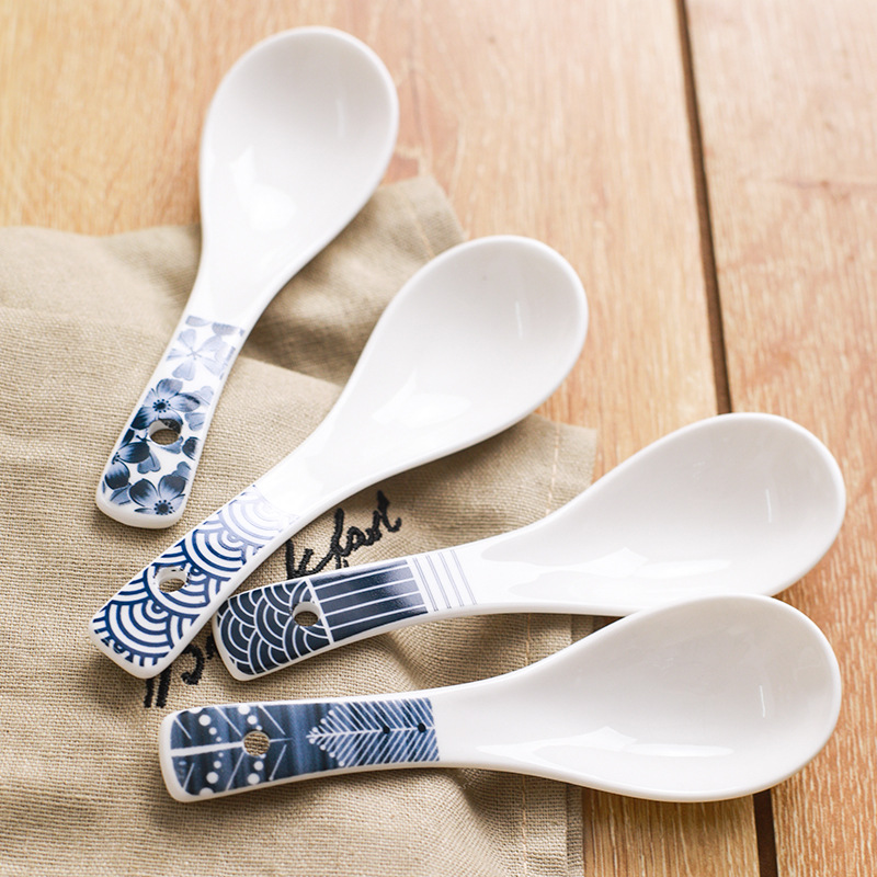 Japanese-style tablespoon household ceramic tablespoon cute porcelain spoon, porcelain spoon, drink spoon