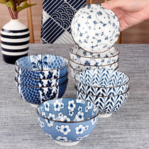 Day style 4 5-inch rice bowls 4-10 suits Home Ceramics Eating Bowls Jingdezhen Blue Flower Porcelain Tableware