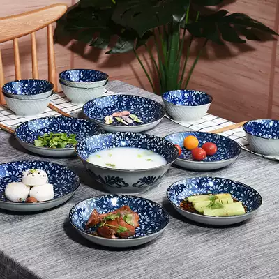Household 6-person tableware set set ceramic dishes and dishes combination Japanese bowls and chopsticks bowl Jingdezhen Bowl set