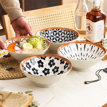 Day Style 8 Inch Draw Noodle Bowl Home ceramic Noodles Bowl Large bucket Ogasawara Noodle Bowl Retro Chic Trumpeter Horn Soup Noodle Bowl