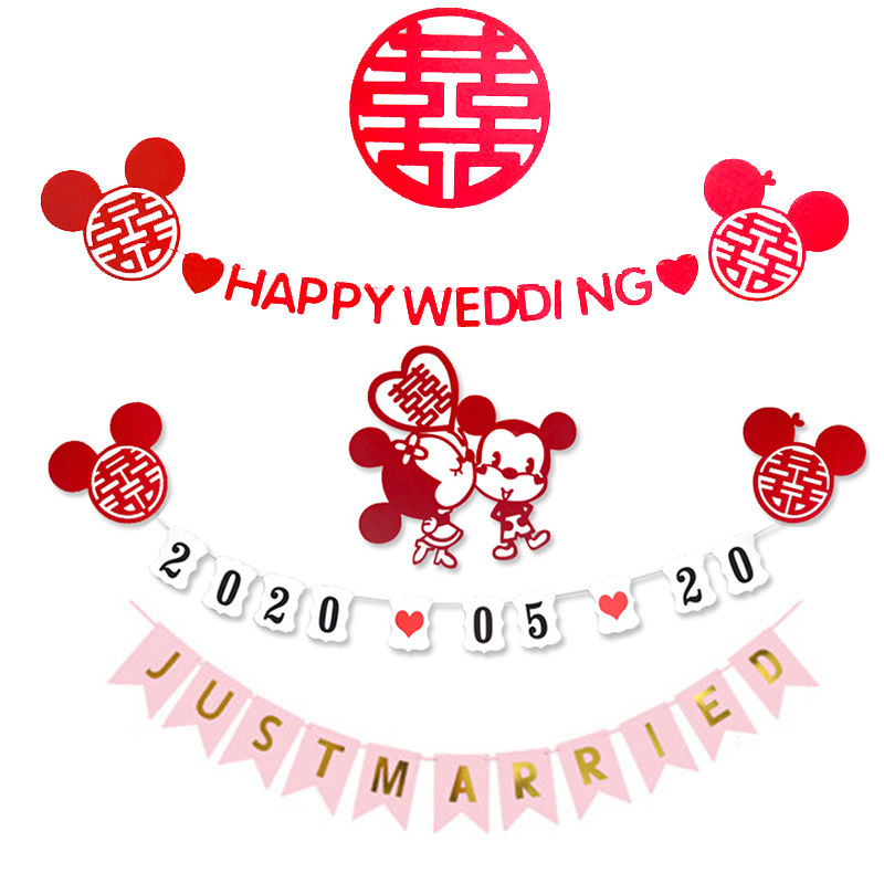 Custom name date hi word pull flower decoration wedding woman wedding room decoration set new room living room bedroom pull flag