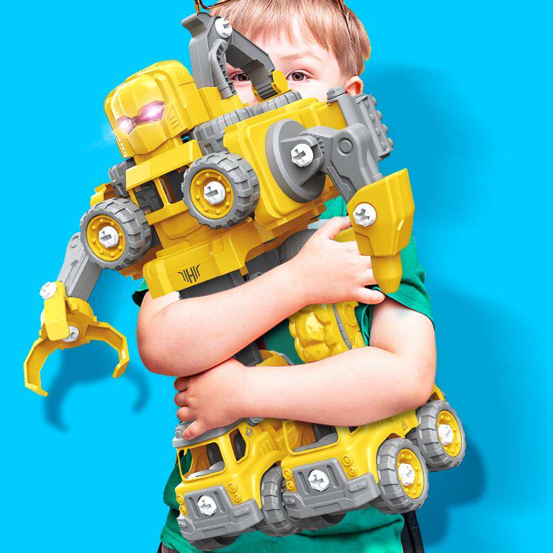 Children's puzzle screw screws detachable assembly engineering car toy baby hands-on parquet robot boy 3 years old