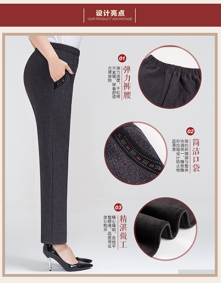 Phụ nữ trung niên mùa thu và mùa đông quần mẹ cỡ lớn co giãn eo dày cộng với quần nhung bà già 60-70-80 tuổi kiểu áo trung niên