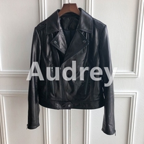 2020 new spring and autumn sheep real leather motorcycle female slim big lapel short casual top jacket