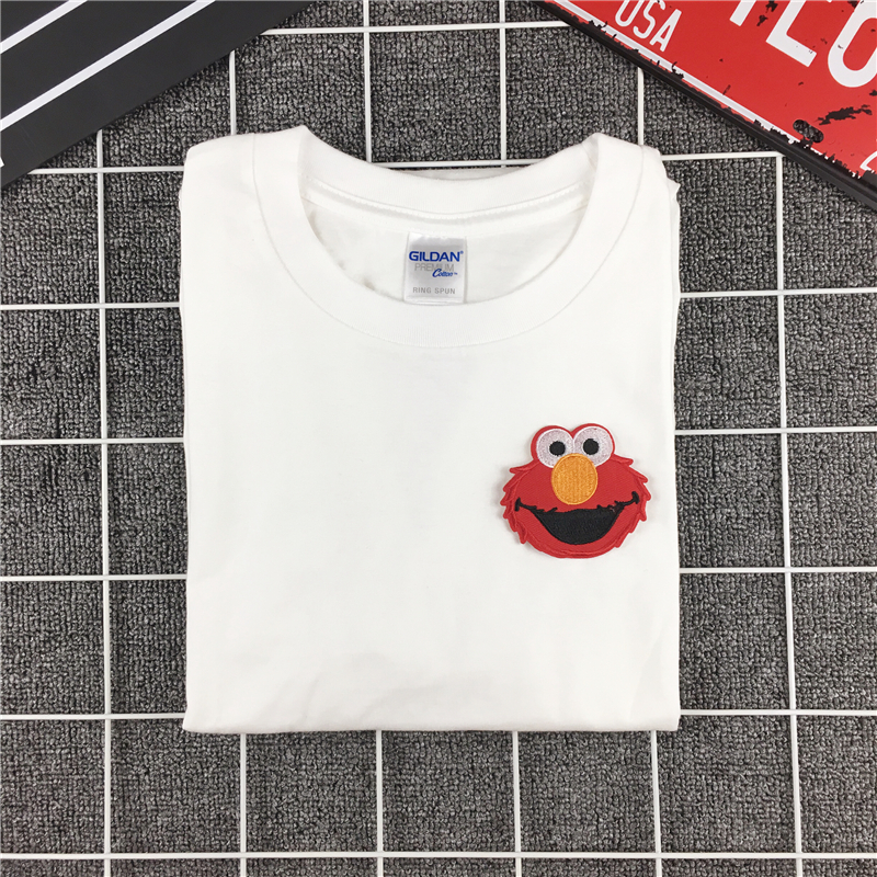 Mùa hè 2018 mới thêu hoạt hình Sesame Street những người yêu thích áo phông ngắn tay nữ sinh viên hoang dã bf áo thun burberry