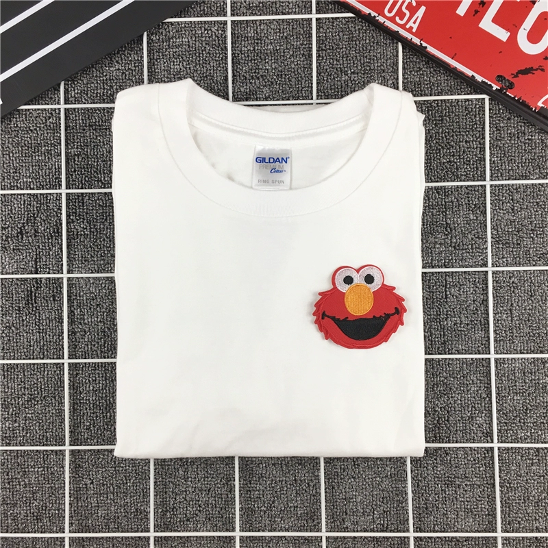 Mùa hè 2018 mới thêu hoạt hình Sesame Street những người yêu thích áo phông ngắn tay nữ sinh viên hoang dã bf áo thun nam uniqlo