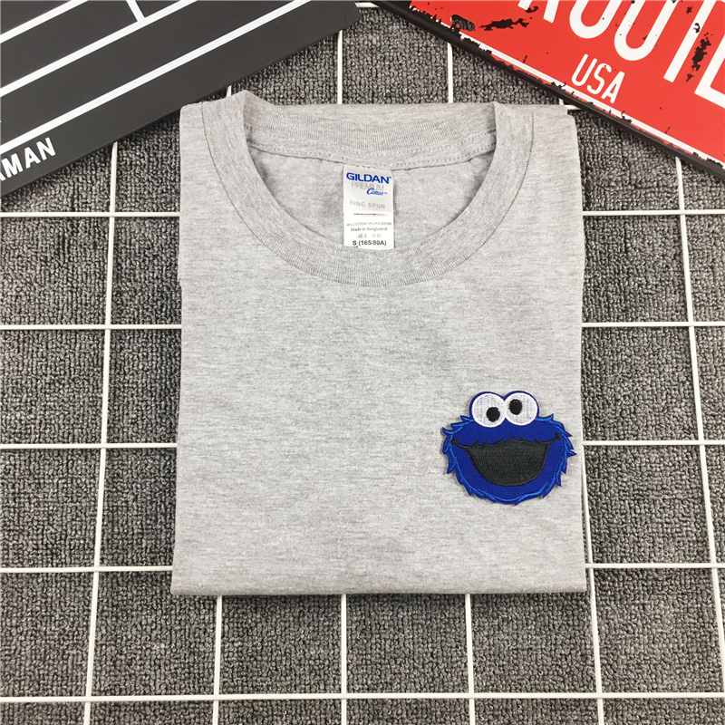Mùa hè 2018 mới thêu hoạt hình Sesame Street những người yêu thích áo phông ngắn tay nữ sinh viên hoang dã bf áo thun burberry