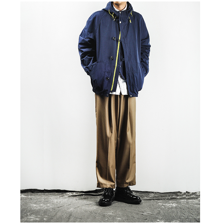 ATBLAB Pháp Double Pleat Quần ống rộng Quần may cổ điển Loose Straight Quần dài Drapery Casual Quần quần short nam