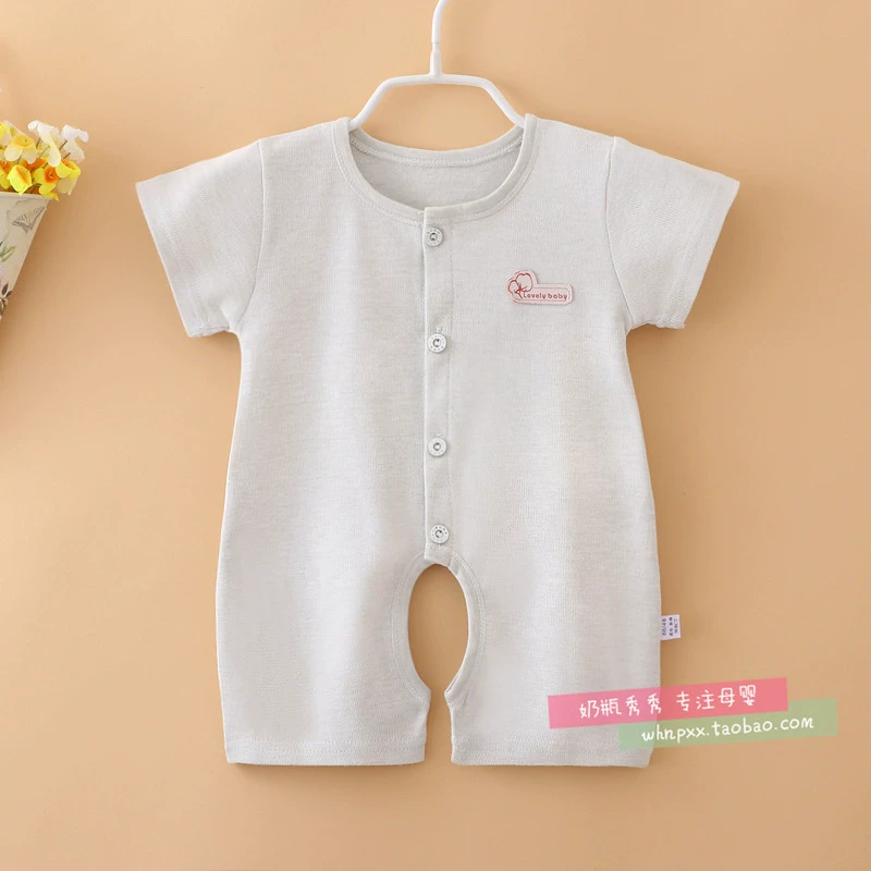 Bé ngắn tay jumpsuit cotton bé mùa hè quần áo ngủ quần áo 2 Cáp Nhĩ Tân 6 trẻ sơ sinh trẻ em 3 tháng 0-1 tuổi mùa hè