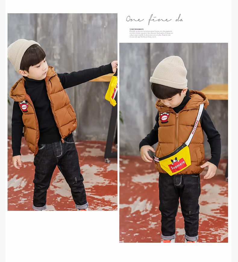 Áo vest bé trai 2018 mới mặc 1 mùa thu đông mặc 2 bé trai 3 áo vest cotton 4 dày 5 áo 6 tuổi áo gile trẻ em