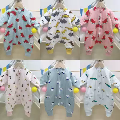 Chen's baby shop baby sleeping bag thin cotton warm double cotton clip thin cotton jumpsuit autumn and winter baby pajamas