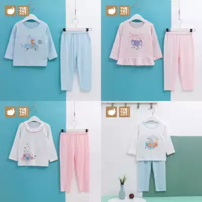 Crescent air-conditioned suit summer thin mesh modal children's home clothes baby children's pajamas