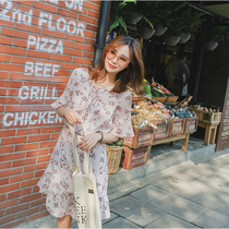 2022 Summer new short sleeves Colorful 100 Pleats Slim mid-length Lions Dress Han Tide MZ RCOW72407T