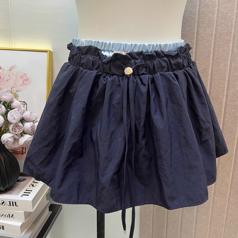 Stylish Faux Two-Piece Elastic Waist Drawstring Floral A-Line Skirt for Women, Summer Niche Loose Versatile Skirt Pants