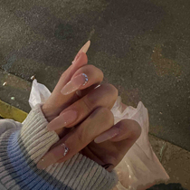 Long Diamond Wear Nails Nude Color Whitening Manicure Patch Nails Purely Handmade