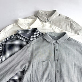 Japanese Order Spring/Summer Vintage Japanese Style Double-Layer Gauze Doll Collar Plaid Striped Loose Women's Shirt Long-Sleeve Blouse