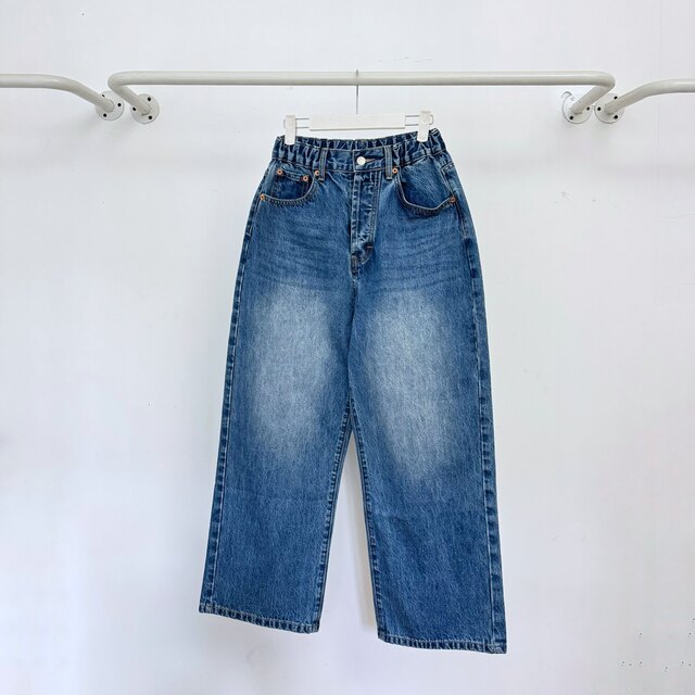 Japanese Trendy Brand Autumn and Winter New Vintage Classic Washed Distressed Frayed Loose Wide-Leg High-Waisted Women's Jeans