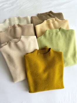 Autumn and Winter New Arrivals, Simple and Versatile Japanese Style Half-High Collar Seamless One-Piece Women's Wool Sweater, Handmade Sweater