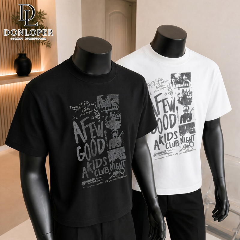 [New from the Store] Dl Donloper Hong Kong Hip-Hop Band Printed Short-Sleeved Summer Casual Pure Cotton T-Shirt for Men