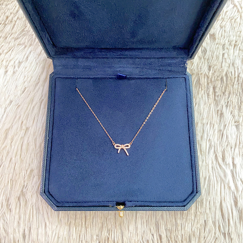 Butterfly Knot Pure Silver Necklace Woman Light Extravaganza Design Superior Feel Lock Bone Chain 2021 New Birthday Gift