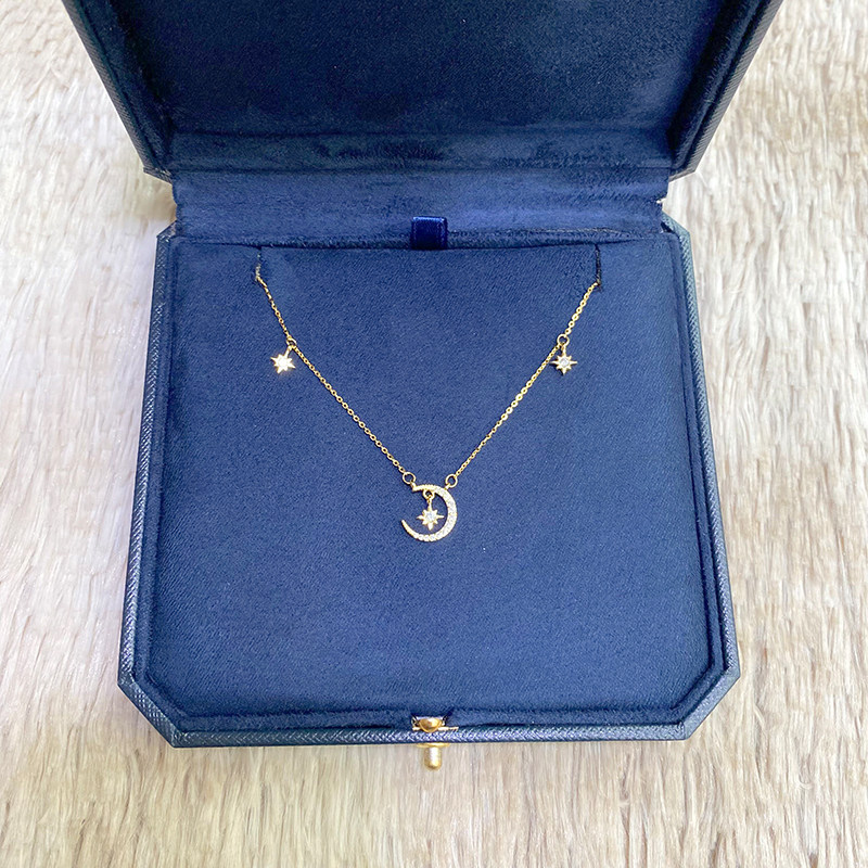 Star Moon Pure Silver Necklace Woman Light Extravaganza Design Sensation Brief Lock Bone Chain 2021 New Birthday Gift