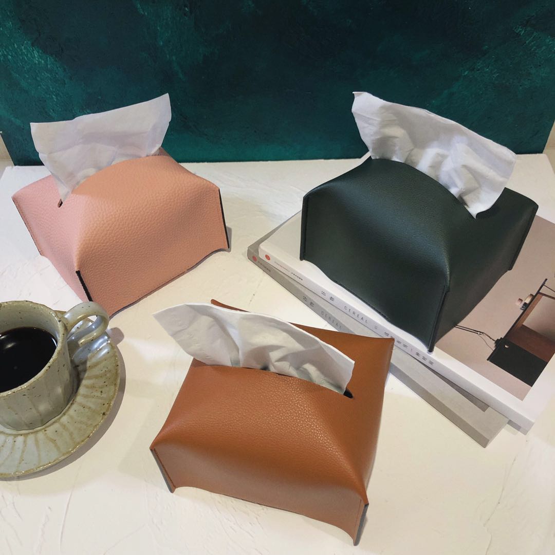 Nordic ins light luxury simple home living room toilet tissue box creative leather paper towel storage box set drawskin set