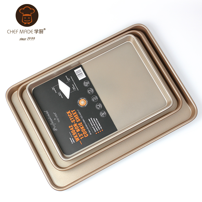 Learn Kitchen Golden non-stick baking tray Rectangular cake roll nougat baking tray Oven with baking cookie mold