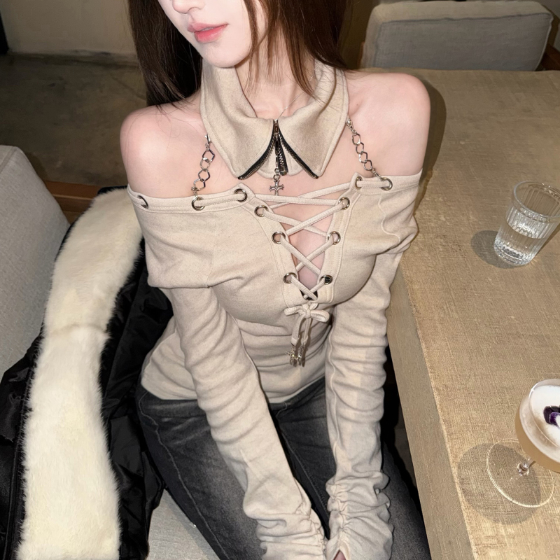 【Xiaoyu's Island】Fake Collar Tie Reversible Long-Sleeve T-Shirt Versatile Niche Design Slimming Inner Wear Top 【Xiaoyu's Island】Fake Collar Tie Reversible Long-Sleeve T-Shirt Versatile Niche Design Slimming Inner Wear Top