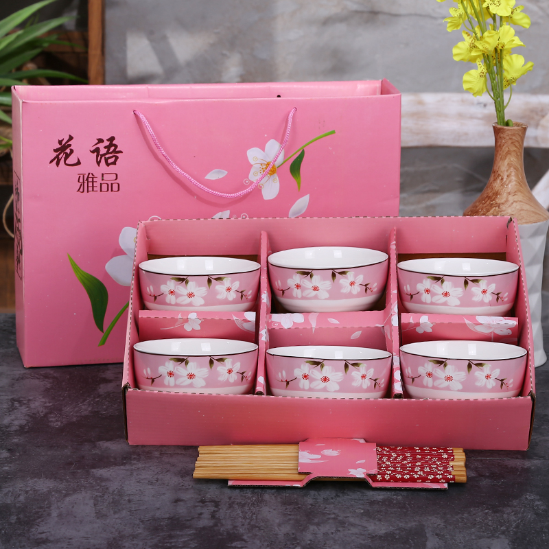 4 bát 4 đũa 8 bát sứ trắng xanh khay gỗ đựng thức ăn