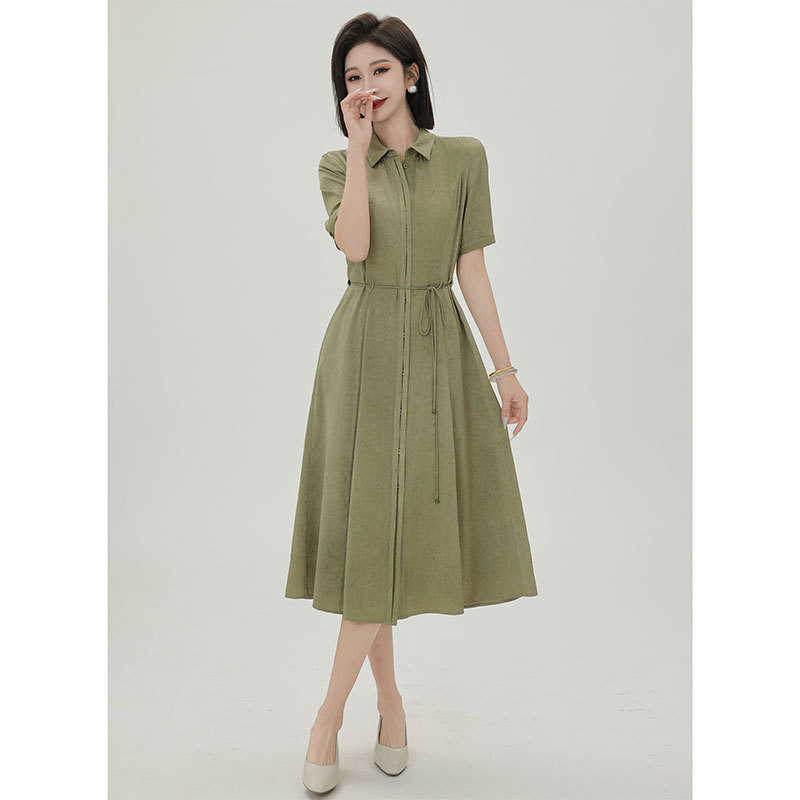 【F·J】Heavy Stretch Crepe Mulberry Silk Summer New Style Silk Women's Long Dress Mfa2511