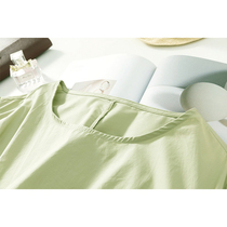 Fairy sweet temperament niche design sense Pleated literary bubble sleeve doll skirt dress Cotton silk summer fashion solid color