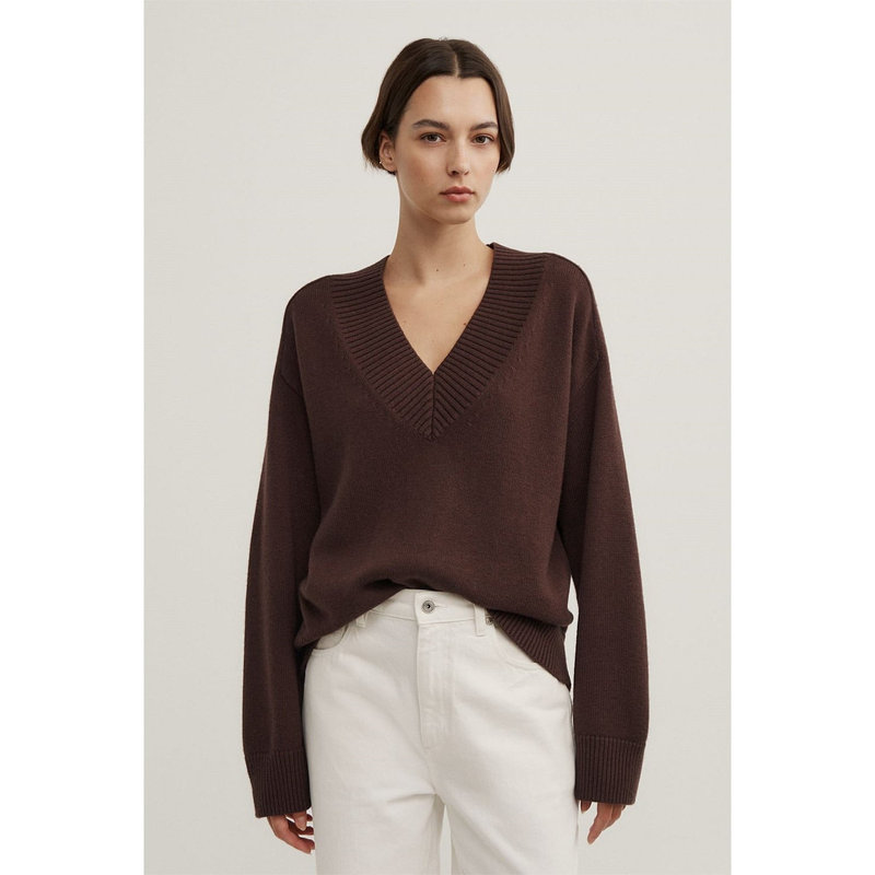 Brand New Australian Witcher* Dropshipping 26 Autumn/Winter Women's V-Neck Solid Color Loose Lazy Style Knit Sweater