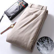 (Clearout) 90% high quality white goose down filled business gentleman commuting casual straight down trousers for men