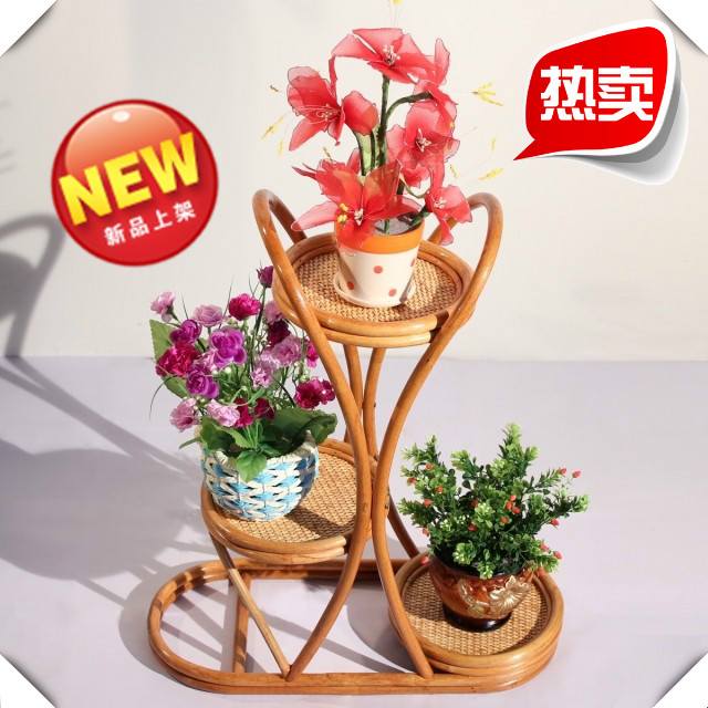 Rattan-made-floor vines frame home indoor balcony Living room Decorative Flowerpots Pendulum-Wood Flower Shelf Southeast Asia