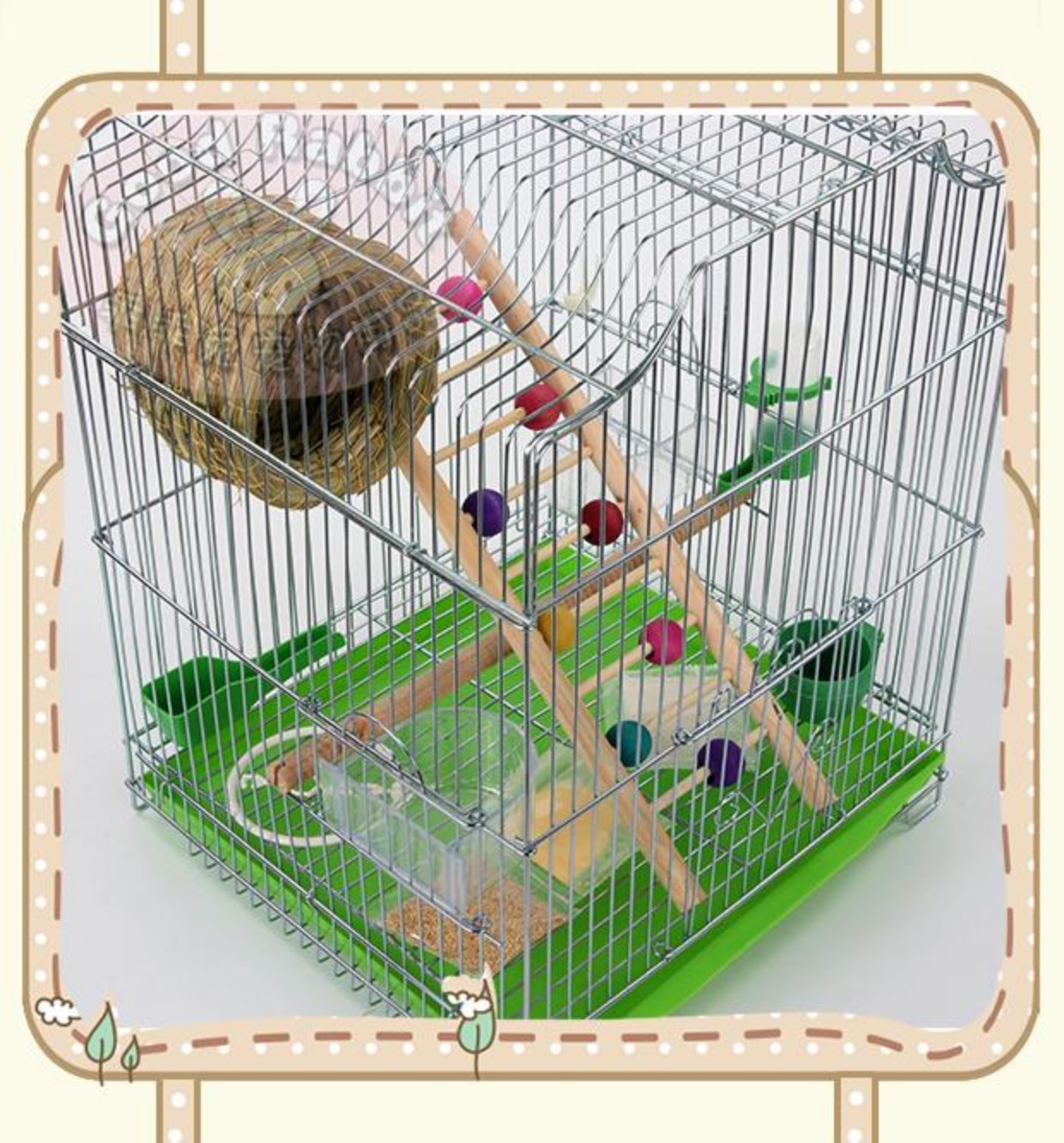Parrot đồ chơi bằng gỗ màu hạt cầu thang thang gỗ đứng thanh thang thang hoa mẫu đơn da hổ Xuanfeng chim cung cấp thiết bị người dùng - Chim & Chăm sóc chim Supplies lồng chim yến phụng