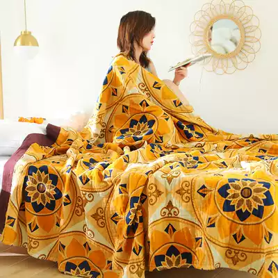 Towel quilt Cotton five-layer gauze blanket Office lunch break blanket Adult nap towel blanket Breathable air conditioning quilt