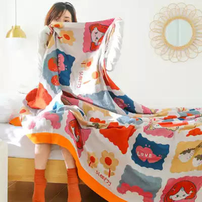Pure cotton summer gauze towel quilt five-layer cotton adult double plus blanket Office air conditioning quilt Summer cool quilt