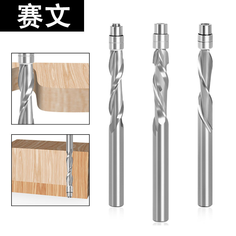 1/4 Shank End Mill Solid Carbide Woodworking Router Bit with Bearing Profiling Upcut Downcut Compound Trimming Cutter 1/4 Shank End Mill Solid Carbide Woodworking Router Bit with Bearing Profiling Upcut Downcut Compound Trimming Cutter