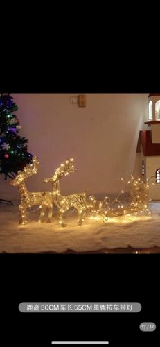 Рождественские украшения золотые украшения оленя рождественская елка сцены торговые центры