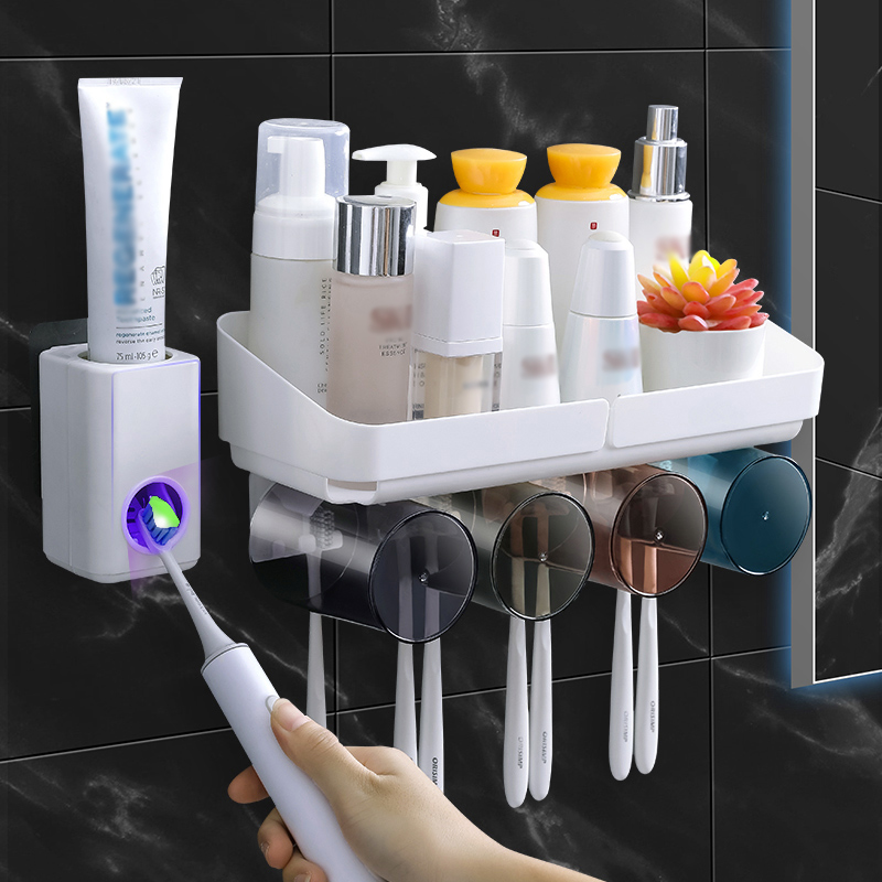 Toothbrush shelve-free mouthwash cup toothbrushing cup hanging wall style dressing room wall-mounted storage case tooth cylinder suit