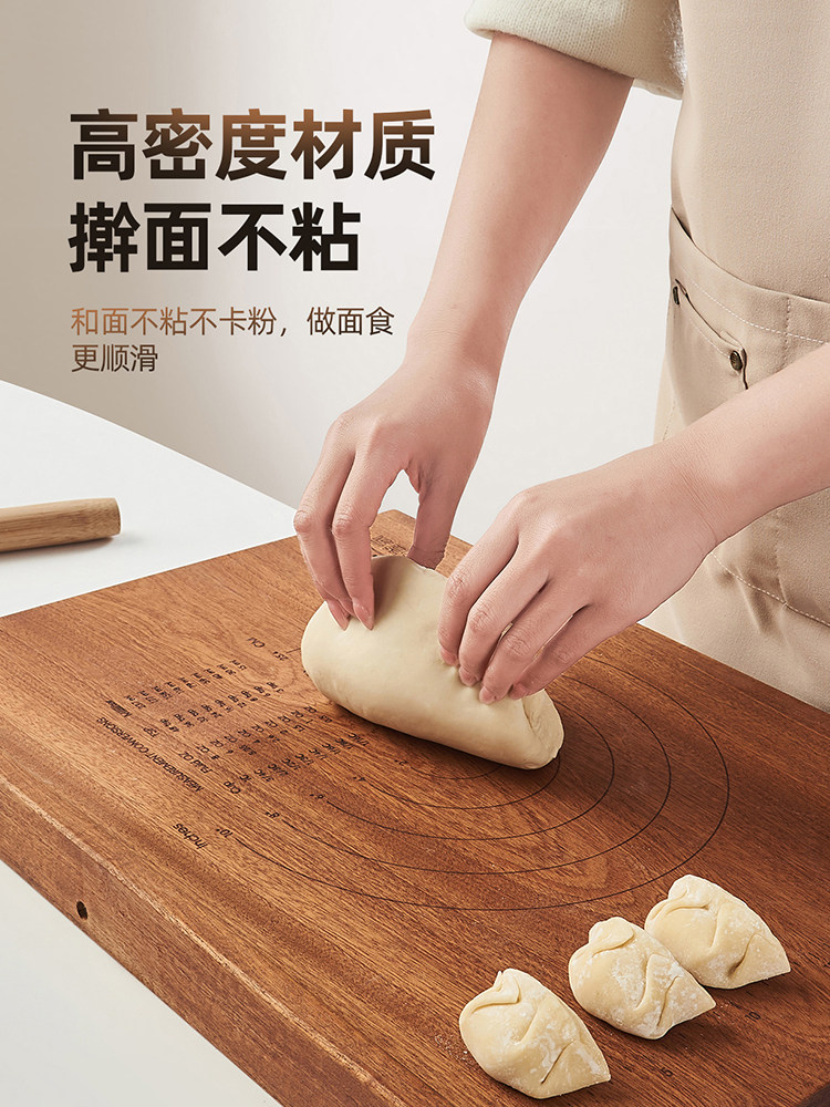 Good Housekeeper Ebony Wood Rolling Board for Home Use, Solid Wood Large Kneading Board, Kitchen Cutting Board, Chopping Board