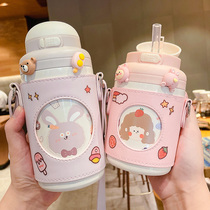 Thermos female high-value convenient 2021 net red kettle large capacity suction cup Girls cute childrens Cup