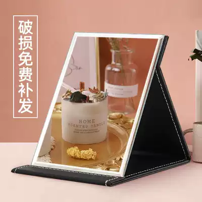Mirror Household small student dormitory makeup mirror folding desktop desktop can stand up office portable female portable comb