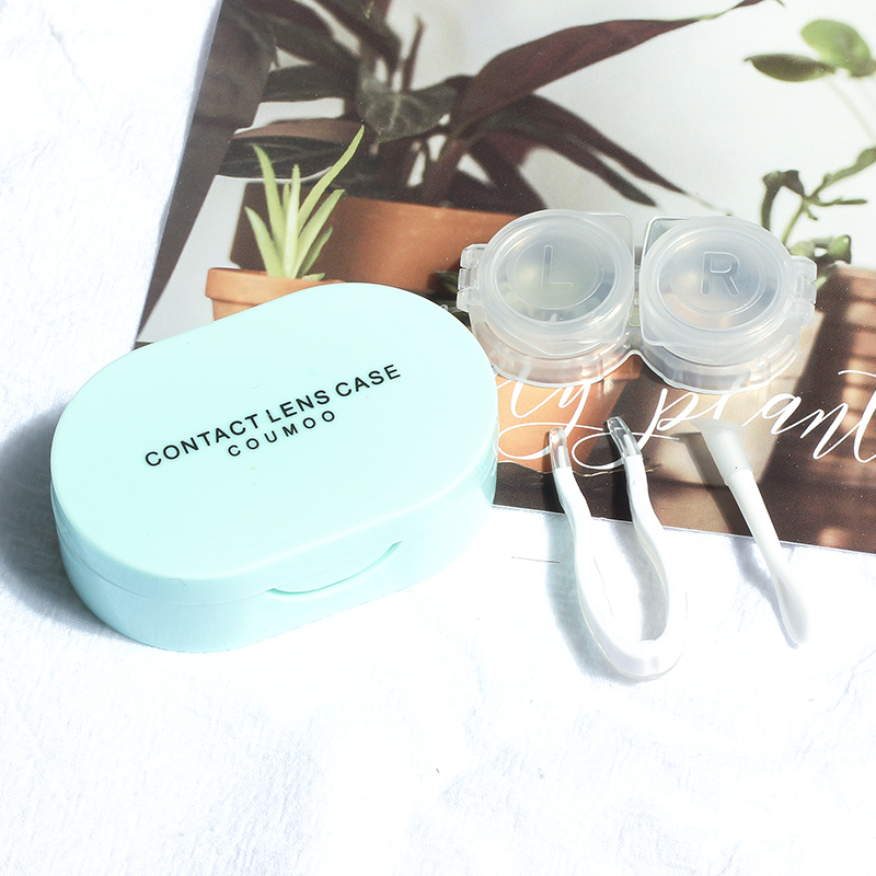 Cm-011 Buckle Type Leak Proof Duplex - Green [Single One]【 beat One shot Four 】 contact lens case  Simplicity Meitong box Water leakage prevention Duplex box Meitong box nursing storage box