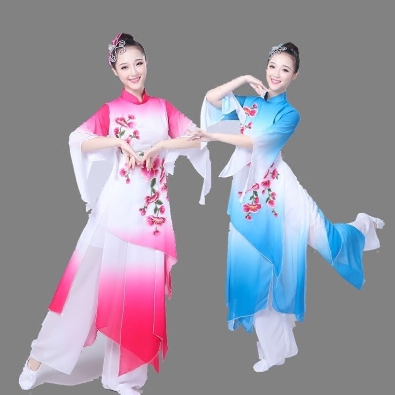Classical Folk Dance Clothing Rice Seedlings Song Performance Dance Costumes for Old Age Umbrella Dance fan Dance Fluey Snowspun Clothing