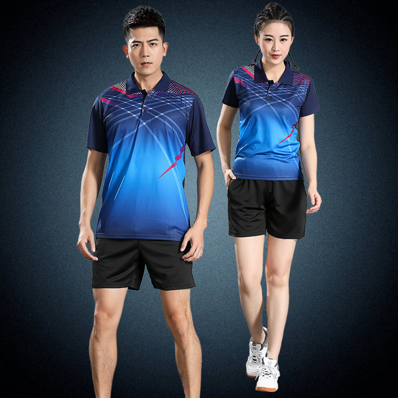 Table tennis clothing men's suit short-sleeved quick-drying breathable lapel competition clothing custom training sports badminton clothing women's summer