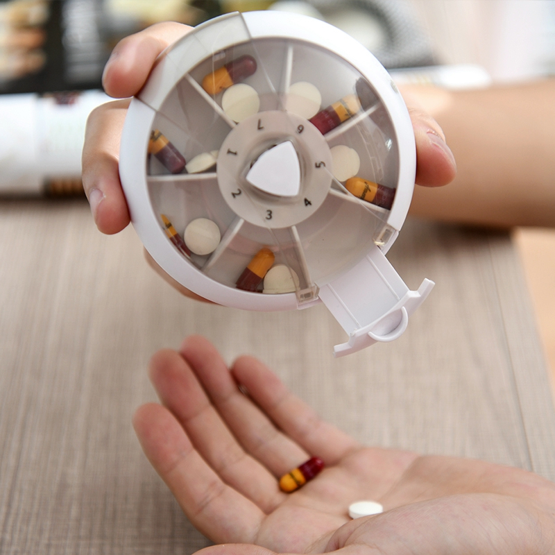 Japanese small medicine box portable week Packaged Medicine Box Fixed Tablet Divider Pill Mill Powder sealing and cutting medicine box 