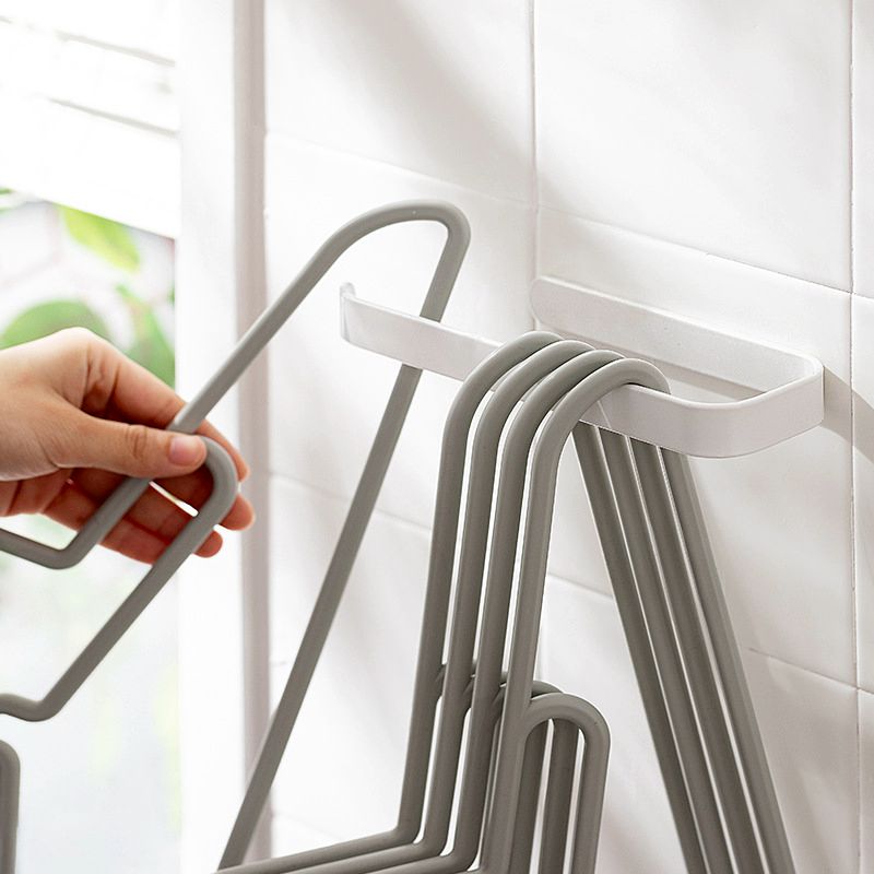 Punch-free wall-mounted wall hanger storage layer rack stainless steel balcony adhesive hook garment clip hanger finishing artifact