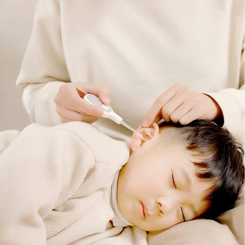 Pull ear ear spoon visual digging ear spoon children's glowing ear spoon baby soft head button ear collection kit